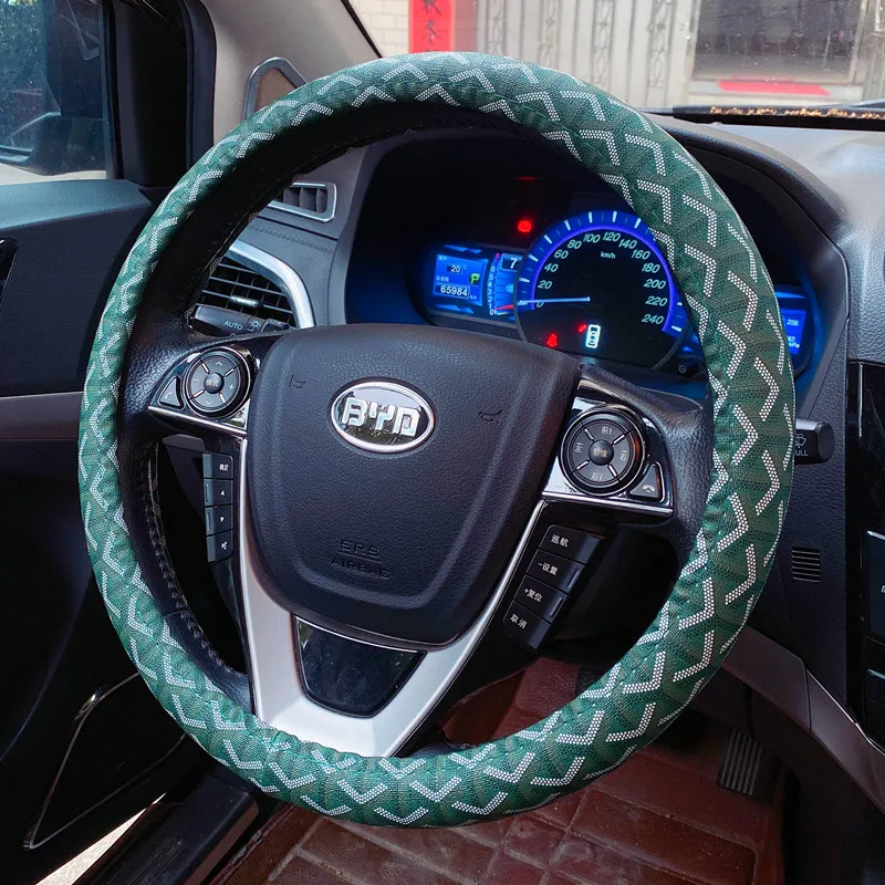 

Korea Cute Ladies Steering Wheel Cover Flower Presbyopia Floral Fashion Four Seasons Leather Non-slip Cartoon Car Handle Cover