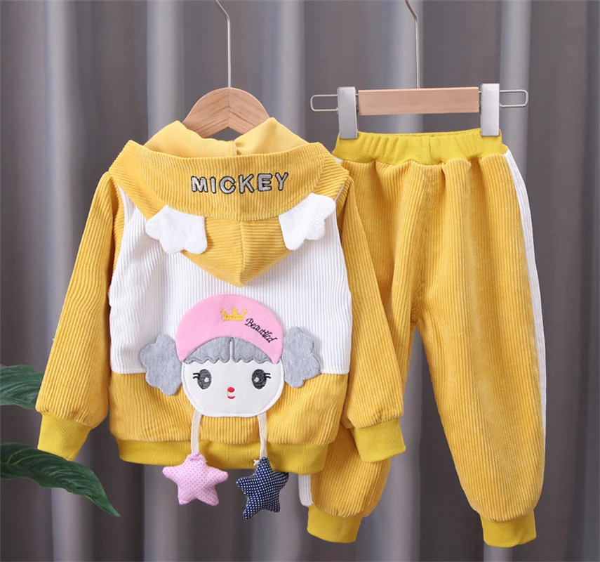 Baby Girls Set Kids Clothing Spring Autumn 2024 New Fashion High-quality Corduroy Coats+Pant Suits for Children Tracksuit Sets