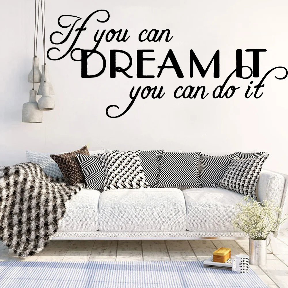 Large Quotes Motivating Dream Phrases Wall Sticker Home Decoration Accessories If You Can Dream It You Can Do It Vinyl Stickers