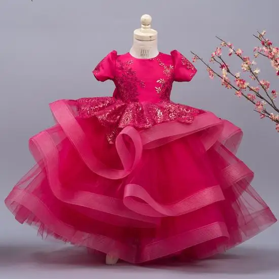 Lindos vestido infantis de tule macios para meninas casamentos, princesa, vestido de festa de aniversário com laço