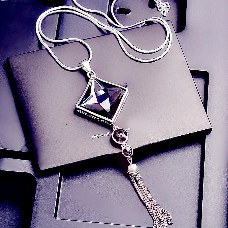 Vintage Geometric Long Necklaces & Pendants For Women Fashion Crystal Necklace Female Boho Silver Color Jewelry Bijoux 2022