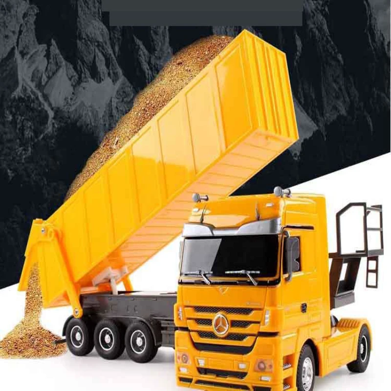 2.4GHZ 6CH Remote Control Truck With LED Light Big Dump Truck Load 2250g Electric Toy Car Model Semi-Trailer For Kids Gifts