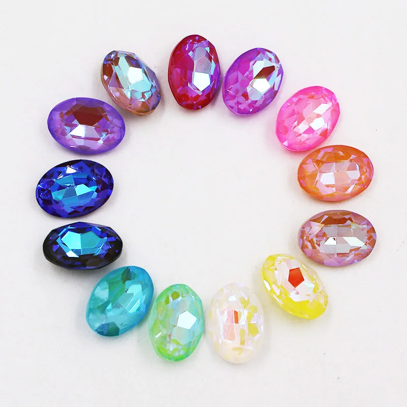 Wedding Decorations Oval Shape Mocha Fluorescence Pointback Crystal Strass Glass Rhinestones DIY Clothing/Earrings/Nail Art