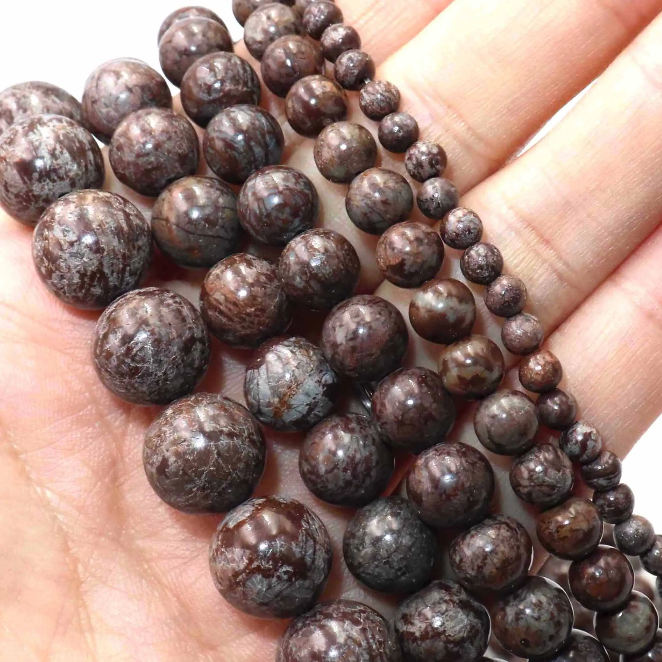 Natural Brown Snowflake Obsidian Stone Loose Spacer Bead For Jewelry Making DIY Bracelet Necklace Accessories 4 6 8 10 12mm