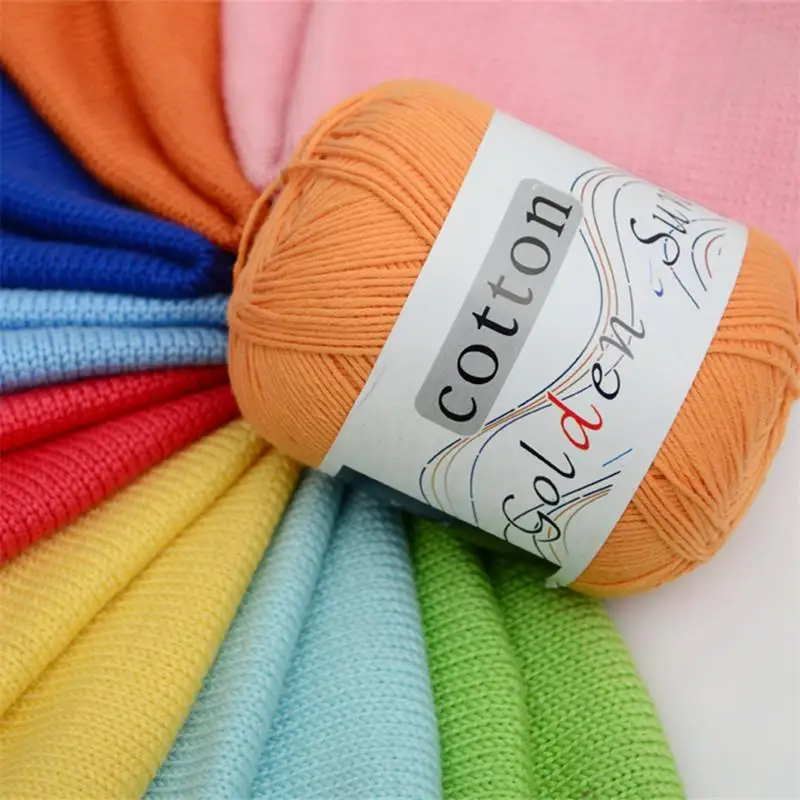 Wholesale 50g/ball Worsted Soft Baby Yarn 100% Cotton Yarn Hand Knitting Yarn Crochet Cotton Thread Infant Sweater Blanket FZ70