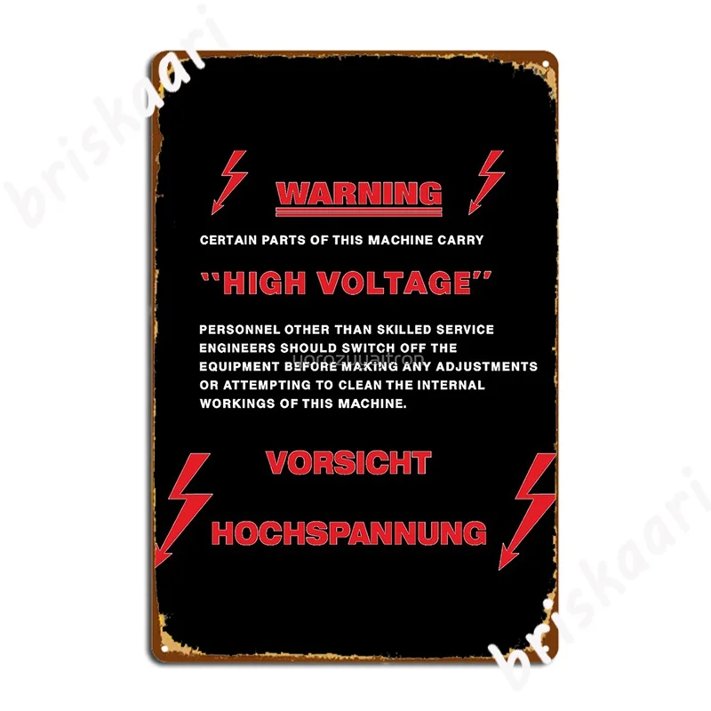 Warning High Voltage Vorsicht Hochspannung Poster Metal Plaque Customize Cinema Garage Decoration Tin sign Poster