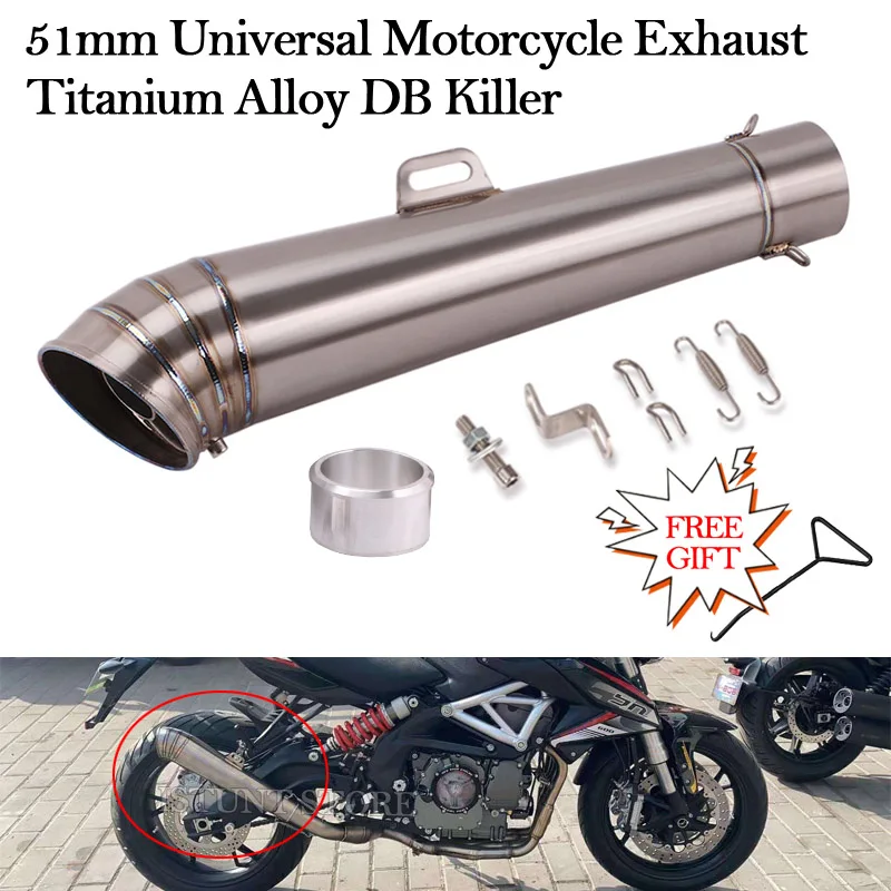 

60MM Universal Motorcycle Exhaust Modified Titanium alloy GP Escape Pipe 51mm DB Killer Muffler For NK400 Z900 R3 R25 ZX6R RC390