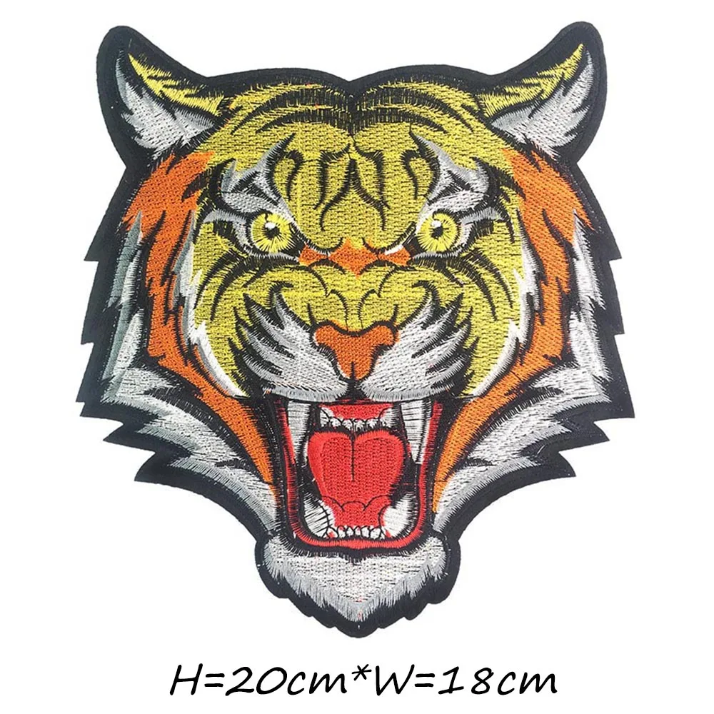 Vendita calda! Patch di T-Shirt ricamate animali Lion Tiger per casco moda per la schiena intera di giacche Patch per motociclista