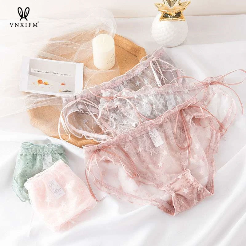 Japanese net yarn cute underwear women's transparent two-dimensional second element quick-drying lace briefs girl student briefs