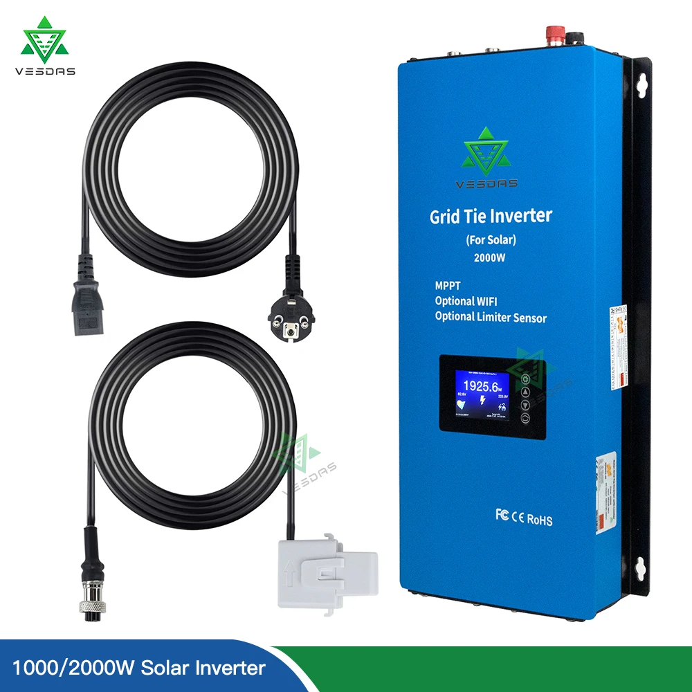 

1000W 2000W Solar On Grid Tie Inverter With 3M Limiter Sensor MPPT Microinverter Pure Sine Wave For 36 60 72 96 Cells PV