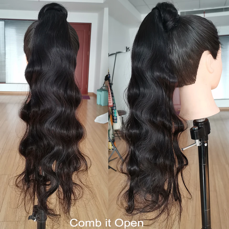 Wrap Um Pferdeschwanz Menschliches Haar Brasilianische Magie Paste Pony Schwanz Extensions Körper Welle Remy Haarteile Für Frauen Remy Haar