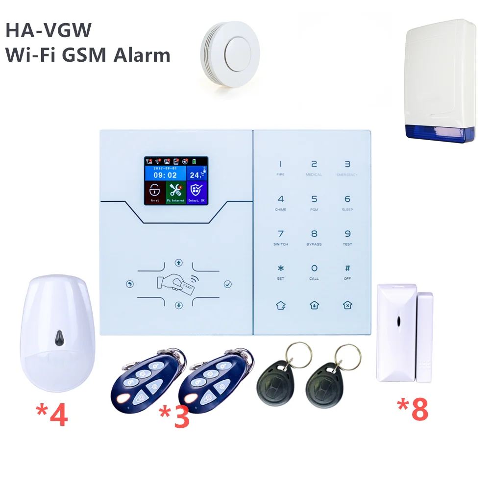 

433Mhz French Menu HA-VGW Wifi GSM Alarm system Wifi Security Home Burglar Alarm With App push alarm Notification