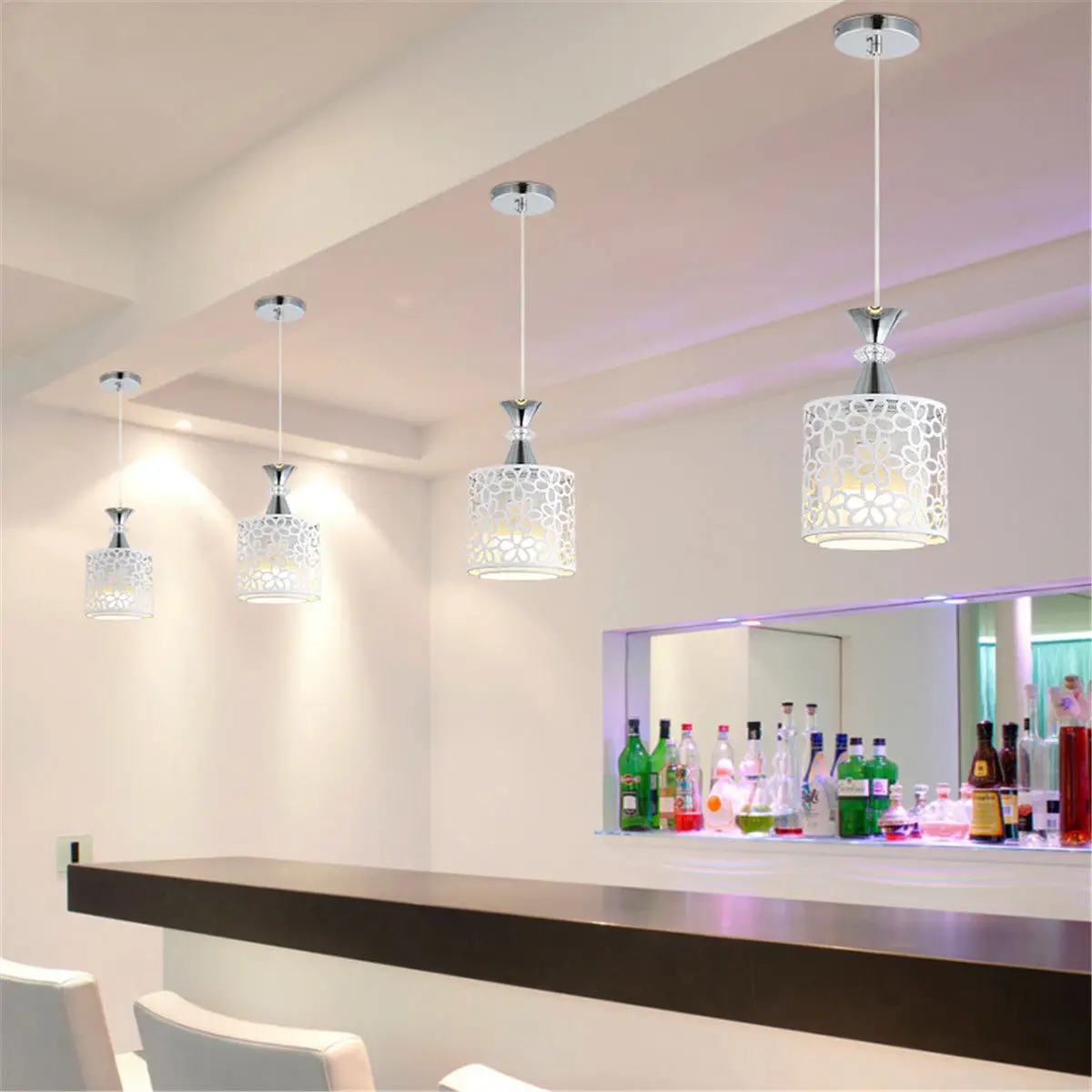 Modern Crystal Iron Pendant Lamp Dining Room Chandelier Decor E27 Base Hanging Ceiling Lamp