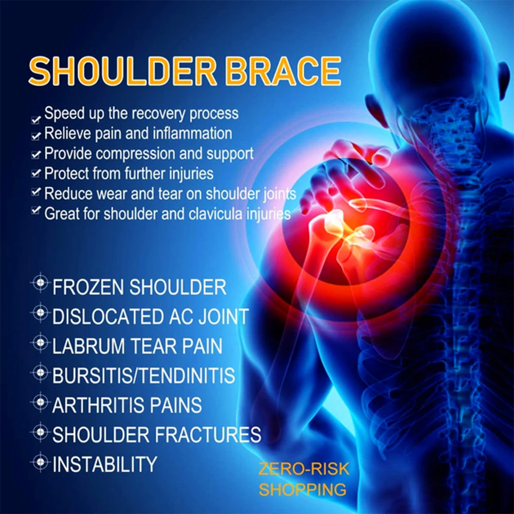 Brace Adjustable Shoulder Brace Support with Pressure Pad Light Breathable Rotator Cuff Shoulder Support for Sport Breathable