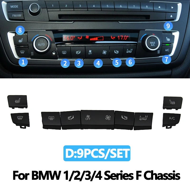 แดชบอร์ด Air AC ปุ่มหมวกชุดซ่อมสำหรับ BMW 1 2 3 4 F Series F20 F30 F35 f45 F46 F80