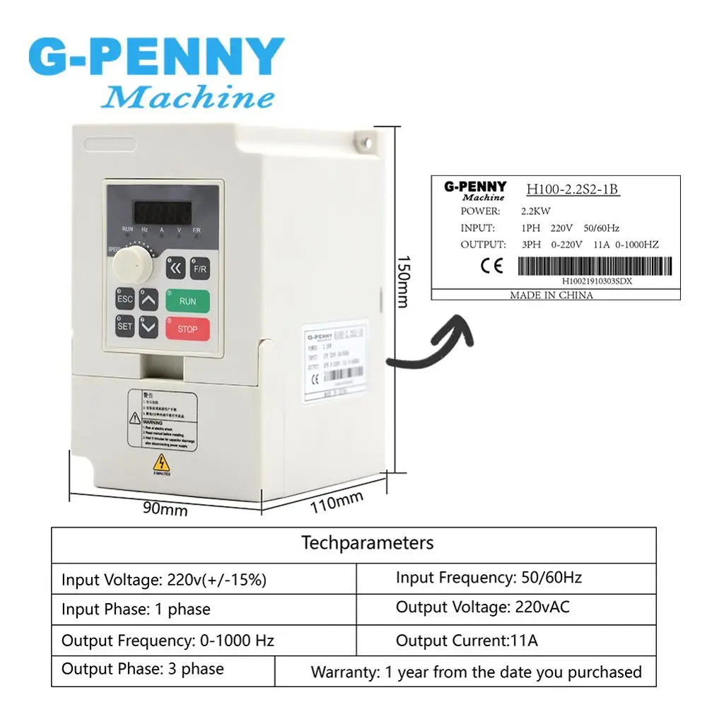 Imagem -03 - G-penny-água de Refrigeração Spindle Kit Cnc Motor Freqüência Drive 80 mm Suporte 75w Bomba Pinças 110v 220v 80*230 2.2kw