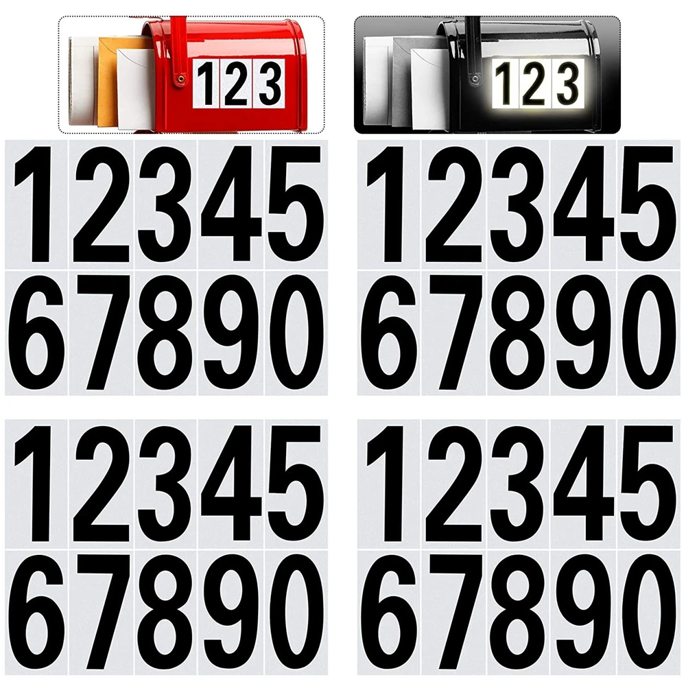 

Self-adhesive Scrapbooking Supplies Decoration Reflective Address Numbers Mailbox Sticker Number Sticker Mailbox Decal
