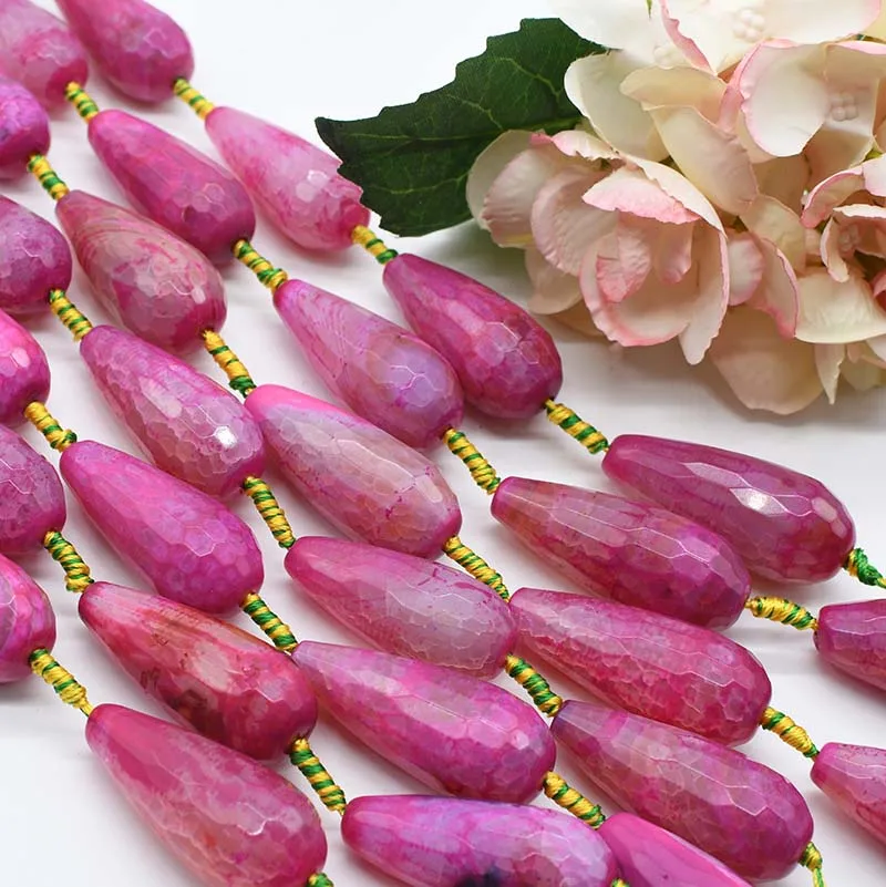 1 strands/lot Water drop pink agate natural stone beads For DIY Necklace Bracelet Earring Pandant Jewelry Making
