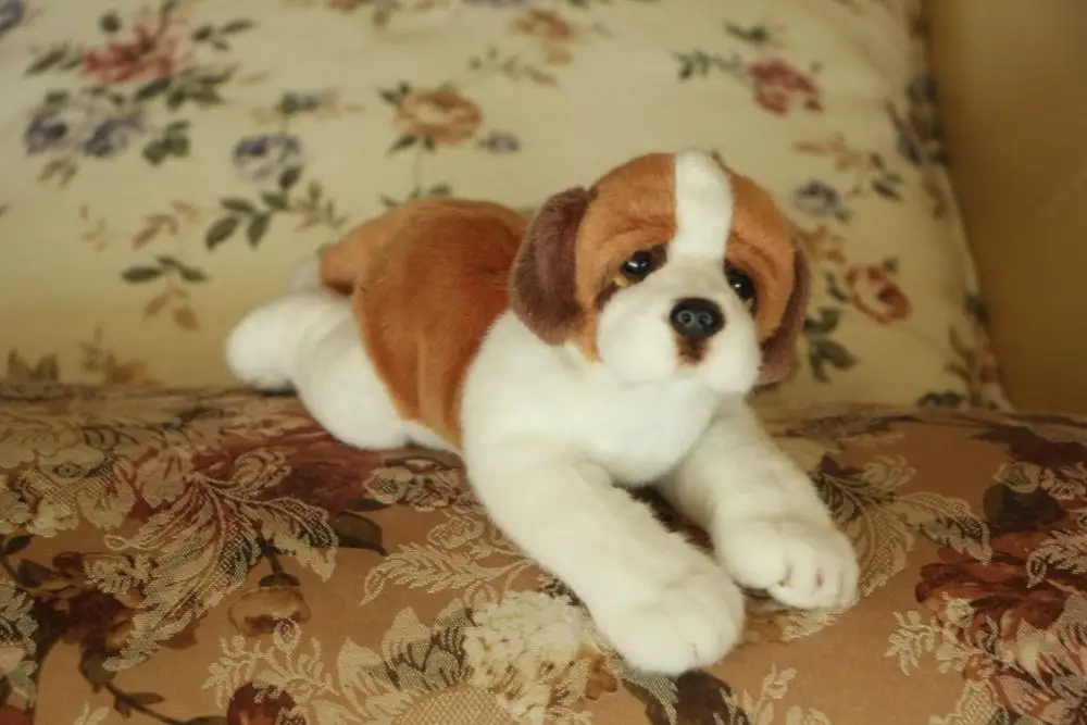 Simulatie Sint Bernard knuffel ongeveer 21 cm gevoelige hond zachte pop kinderen speelgoed kerstcadeau w2900