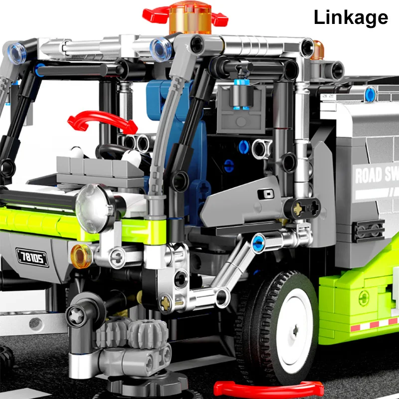 Technical 899Pcs Urban Sanitation Sweeper Remote Control Cleaning Car Model Building Blocks City Vehicle With Lights Bricks Toys