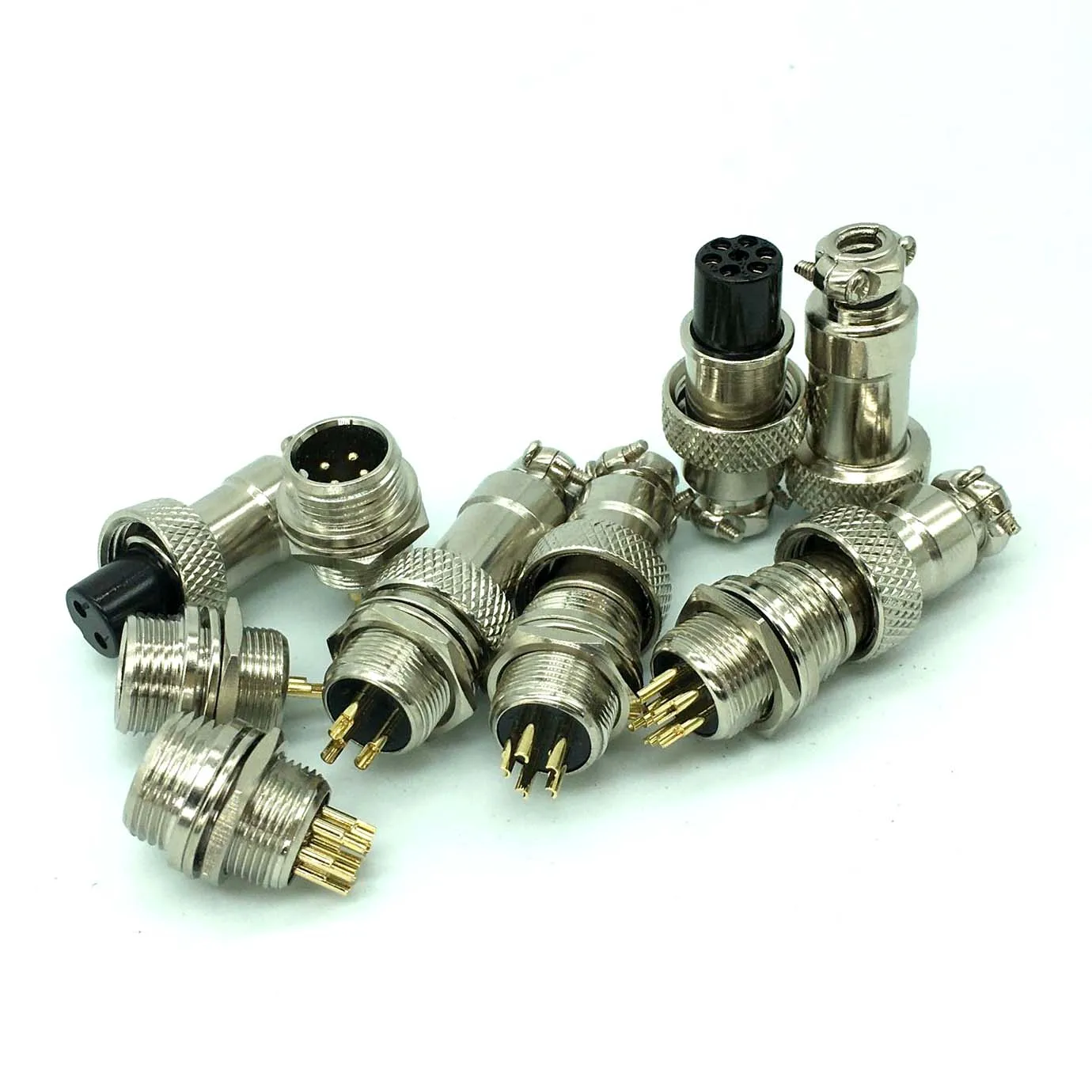 

10 setS GX12 12mm 2pin 3pin 4pin 5pin 6pin 7 Pin Male + Female Circular Aviation Socket Plug Wire Panel Connector Copper Gilded