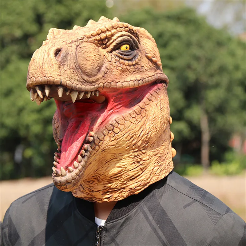 Realistic Scary T-Rex Dinosaur Mask Jurassic World Cosplay Animal Mask Adults Animal Head Mask Costume Party Mask Supplies