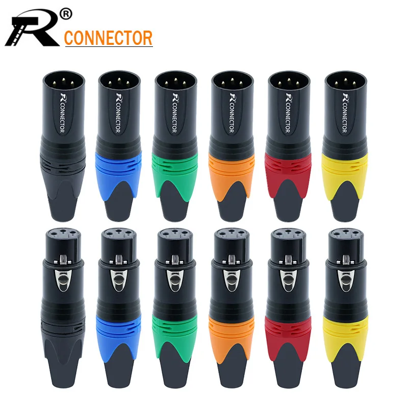 

56PCS/28sets 3PIN XLR connector Microphone plug male female adapter MIC wire connector 7 colors offer 1set M/F