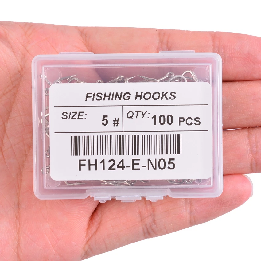 100pcs Saltwater Fishing Hook White Color Single Hooks Jig Head Crank Barbed Fishhook Set Kit High Strengt Fishing Tackle Box