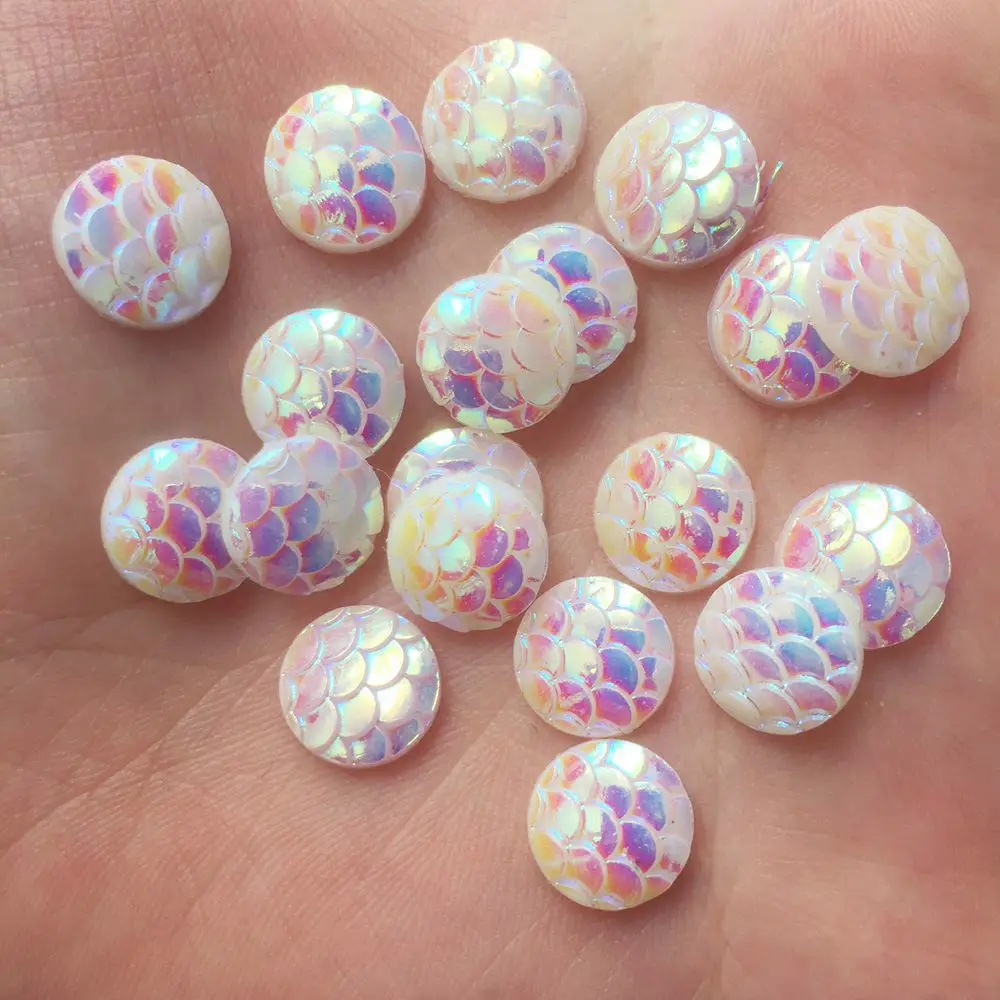 Shiny 100Pcs AB Resin 10mm Round Snake skin Flatback Rhinestone for Clothing Applique DIY Scrapbook Jewelry Craft Supplies