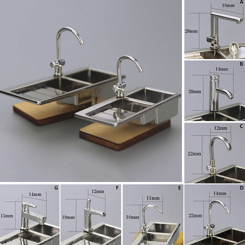 1/12 Dollhouse Miniature Accessories Mini Bathtub Faucet Simulation Water Tap Model Furniture Toys for Doll House Decoration