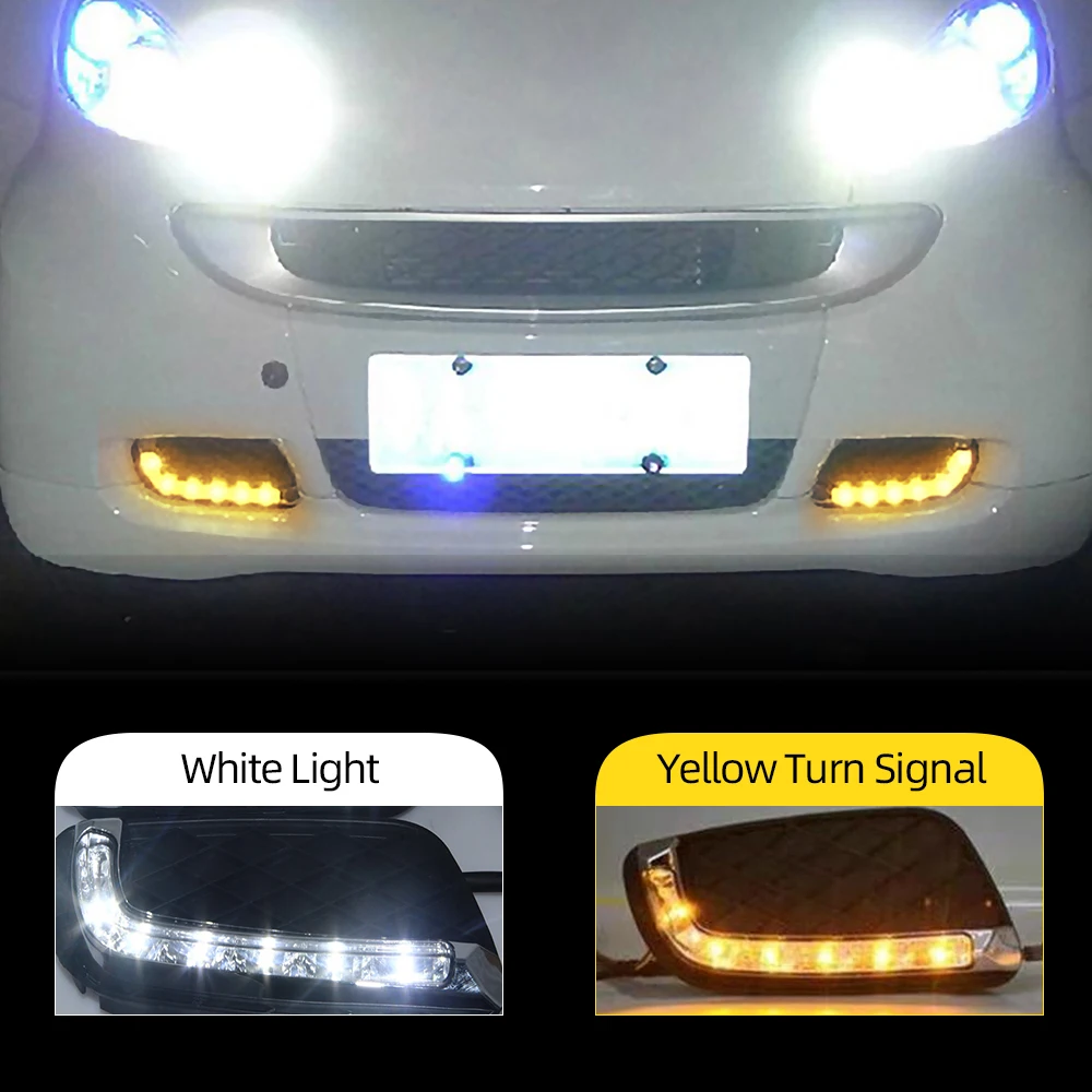 2PCS LED DRL Daytime Running Lights Daylight with turn Signal Fog