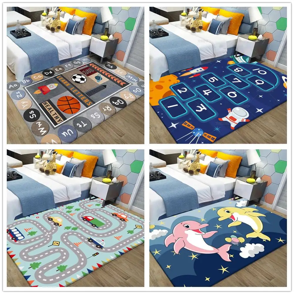 

3D Printing Cartoon Series Children's Carpet Baby Bedroom Crawl Soft Mats Kids Room Play Area Rugs and Carpets for Living Room