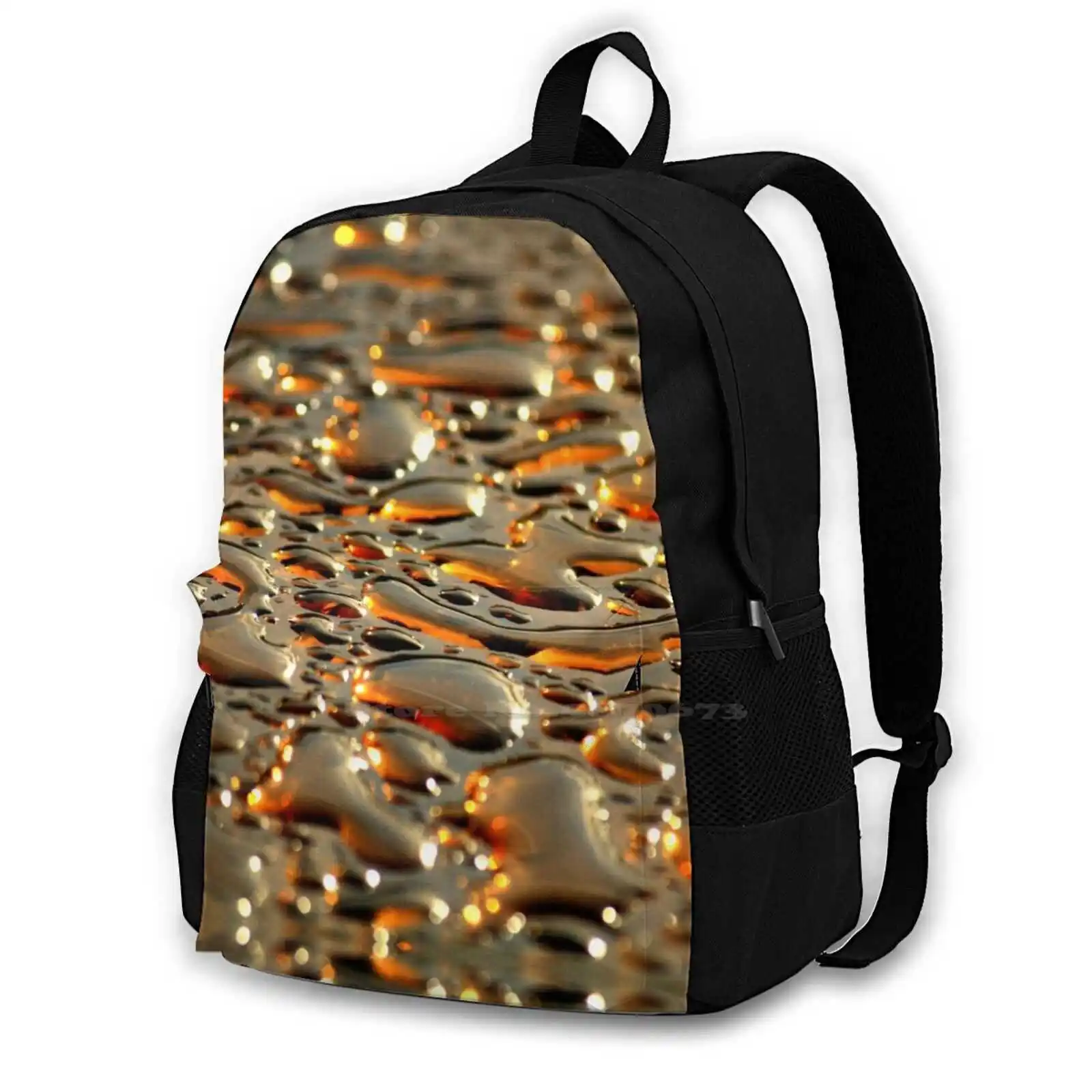 Amber Liquid Hot Sale Schoolbag Backpack Fashion Bags Water Drops Amber Glass Abstract