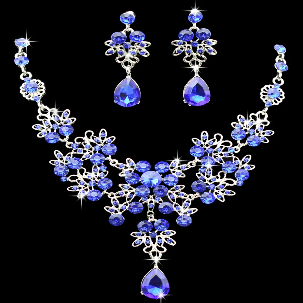 KMVEXO Meerdere Kleuren Water Drop Wedding Bridal Formele Party Prom Sieraden Sets Crystal