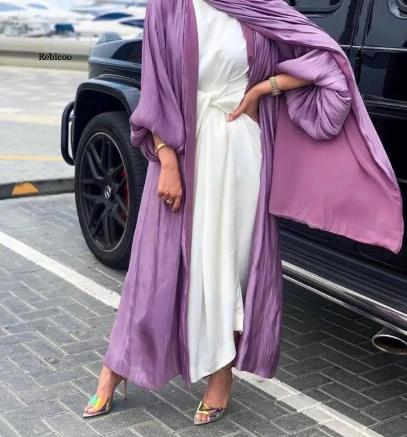 

Muslim Cardigan Kimono Sleeveness Dress for Women Summer Fashioin Shimmer Cardigan Ballon Sleeve Chiffon Women Clothes