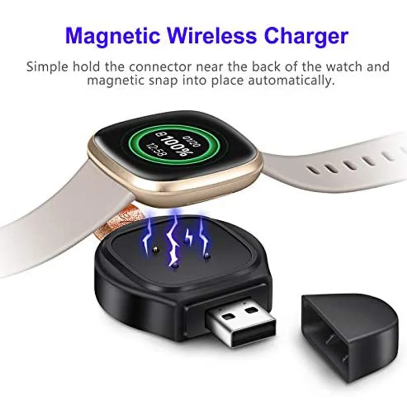 Watch Charger Compatible For Fitbit Versa 3 Fitbit Sense Portable Magnetic USB Wireless Charger Fast Charging Travel Smartwatch