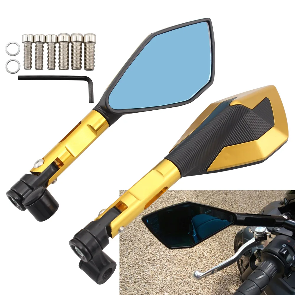 

Universal Gold Motorcycle Rearview Mirror Fairing Side Mirrors For YAMAHA YS 150 Tmax 530 TDM 850 FZ6N MT10 C8 Nmax 155 Fazer8