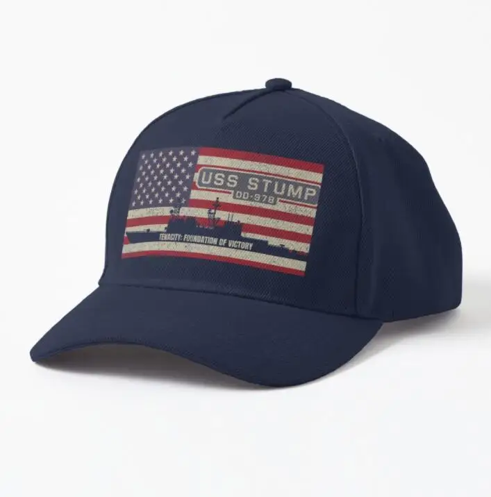 USS Stump DD-978 Spruance Class Destroyer Ship Baseball Caps Vintage USA American Flag Gift Print Cap