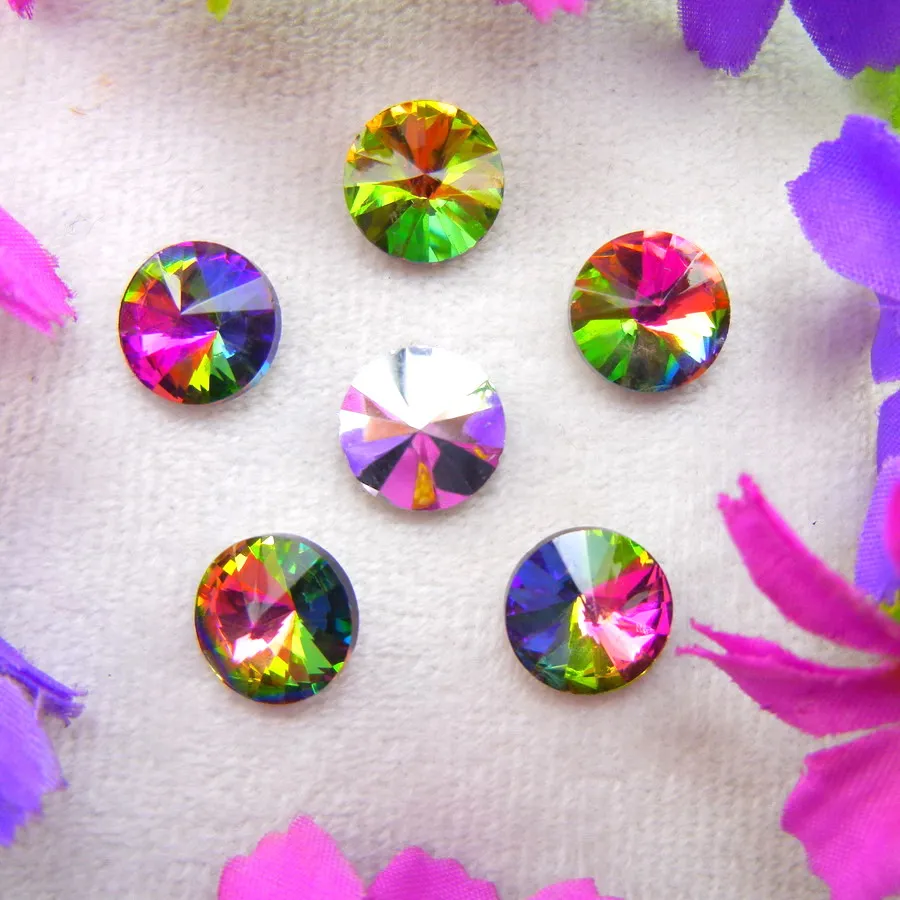 AB Farben 6mm 8mm 10mm 12mm 14mm 16mm 18mm Rivoli Runde Glas-Kristall Aufklebe-Strassperlen Zubehör DIY Verzierung – Detail 17