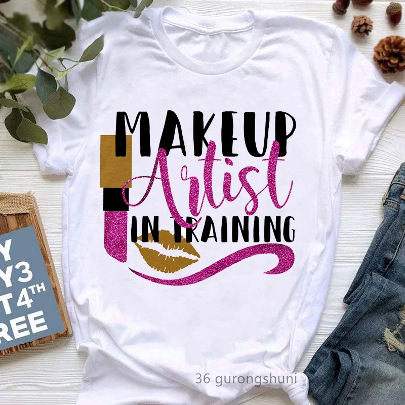 Nieuwste Vrede Liefde Nagels Grafische Print T-shirt Vrouwen Kleurrijke Glitter Makeup Tshirt Femme Zomer Mode Tops T-shirt Vrouwelijke