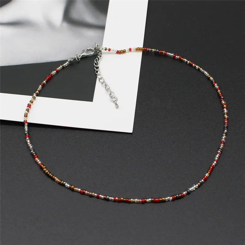 Neue Koreanische Süße Bunte Colliers Kragen Boho Samen Perlen Schlüsselbein Halsketten für Frauen Mädchen Trendy Schmuck – Detail 8