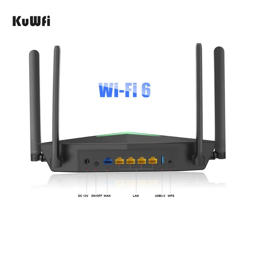 KuWfi Wifi Router Wifi6 2.4G & 5.8G Dual Band 1800Mbps Wi fi Router 4 Antennes Strong Signal WLAN VPN Port Support 128 Users