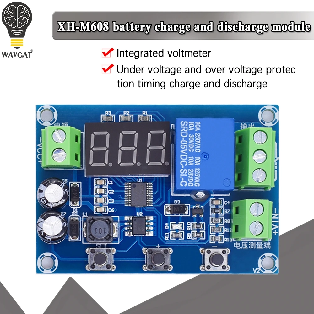 XH-M608 Batterie Ladung Entladung Modul DC6-40V Integrierte Voltmeter Unterspannung Überspannung Schutz Timing Entladung Bord