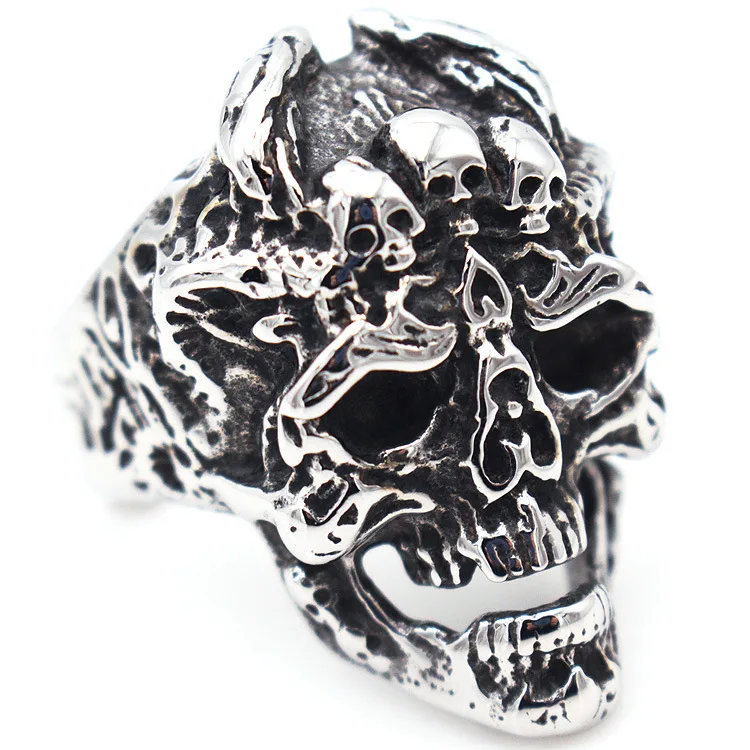 

BAECYT Cattle Demon Skull Ring 316L Stainless Steel Animal Rings For Men Domineering Ring Silver Color Jewelry For Him Gift