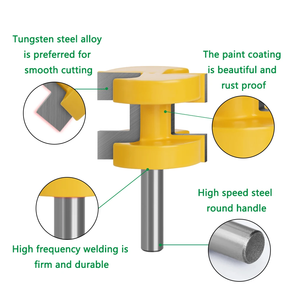 LAVIE 2pcs set 8MM Shank Big Size T-Slot Square Tooth Tenon Bit Milling Cutter Carving Router Bits For Wood Tool Woodworking