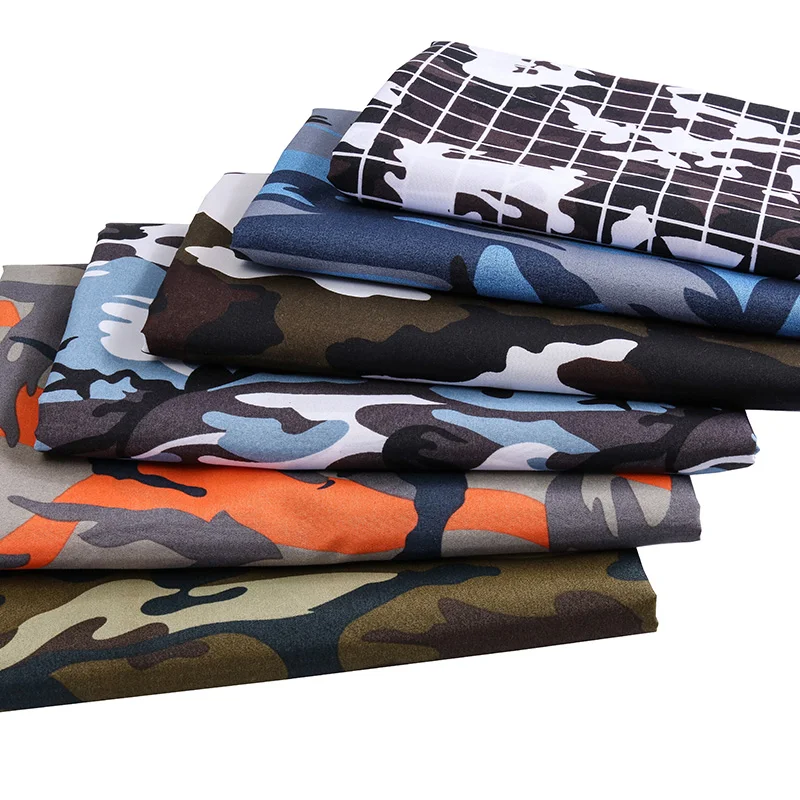 Tecido estampado camuflado liso de pele de pêssego tecido curto de praia de poliéster 0,5 jardas/peça TJ1151-W53