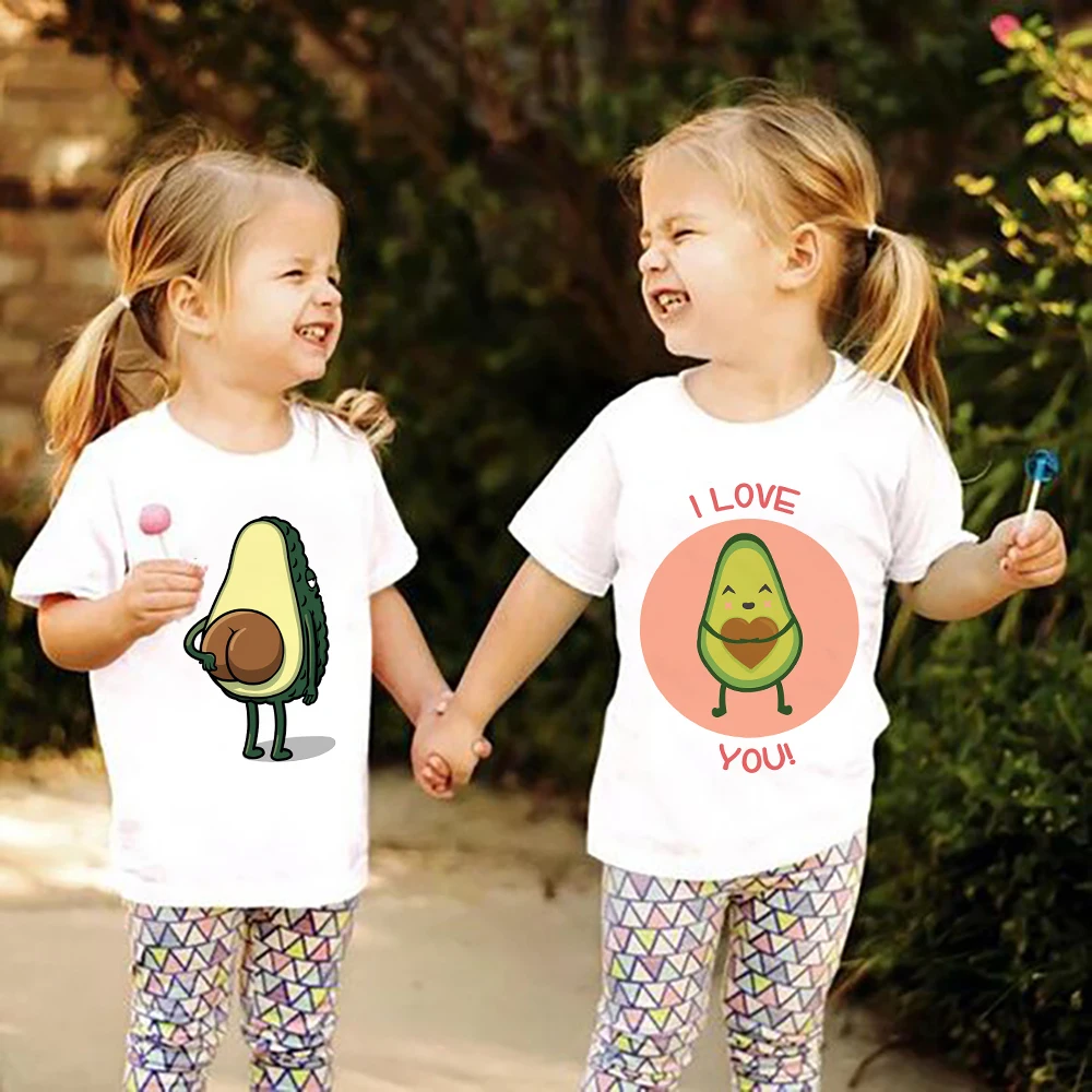 

Cartoon Avocado Print Baby Kids T Shirt Kawaii Korean Design Cute Girls Casual Tops Toddler Children Shirt Clothing Best Gifts