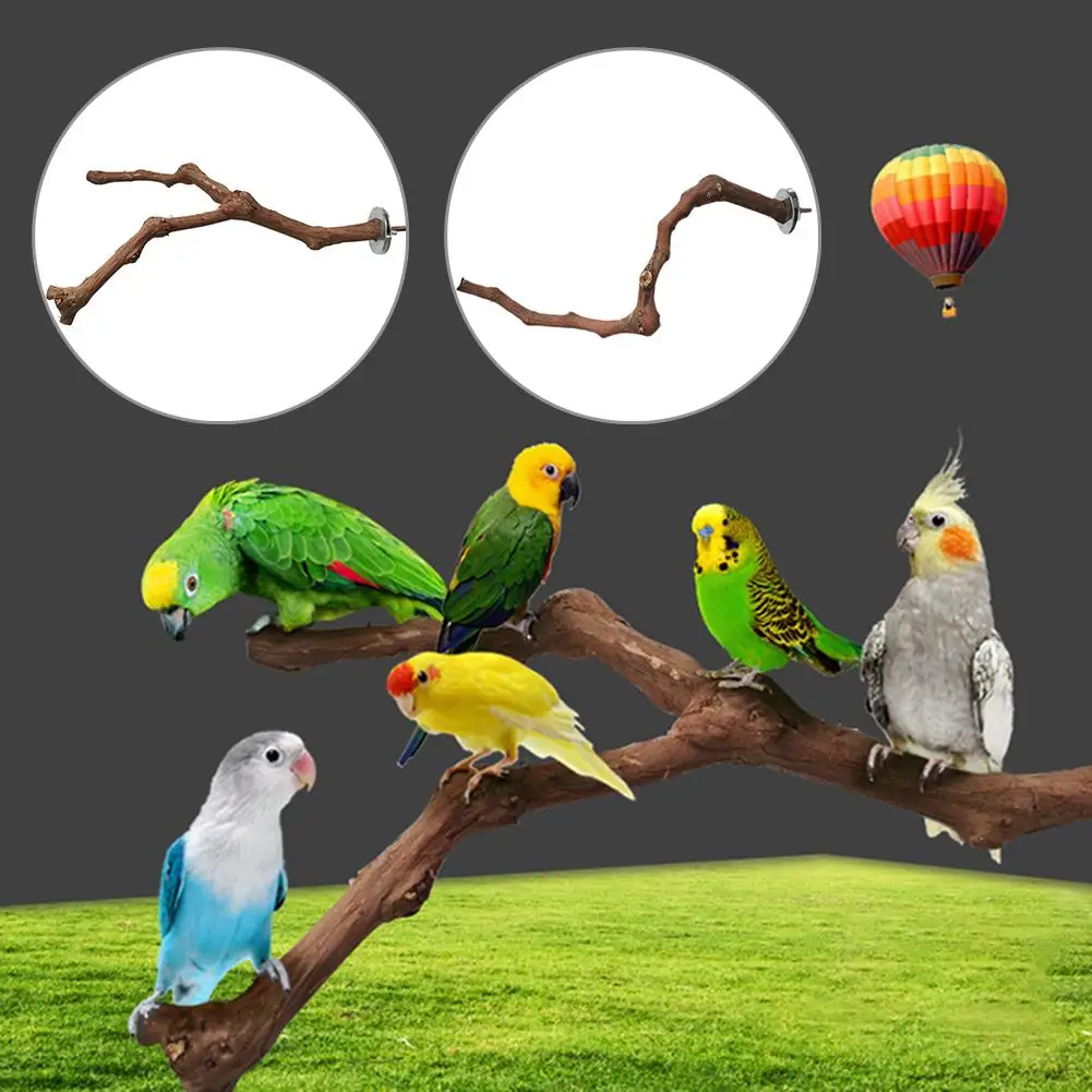 Pet Parrot Bird Standing Stick Grape Wood Pole Bird Cockatiel Parakeet Perches Bite Claw Grinding Toy Bird Cage Accessories