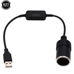 Car Cigarette Lighter Socket USB 5V To 12V Power Bank Adapter Converter Socket Female Power Cord Auto Interior Accessories