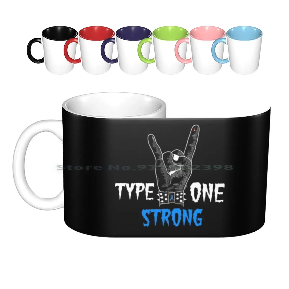 Type One Strong Ceramic Mugs Coffee Cups Milk Tea Mug Diabetes Type One Diabetic Metal Metal Art Medicine Diabetic Strong Heavy